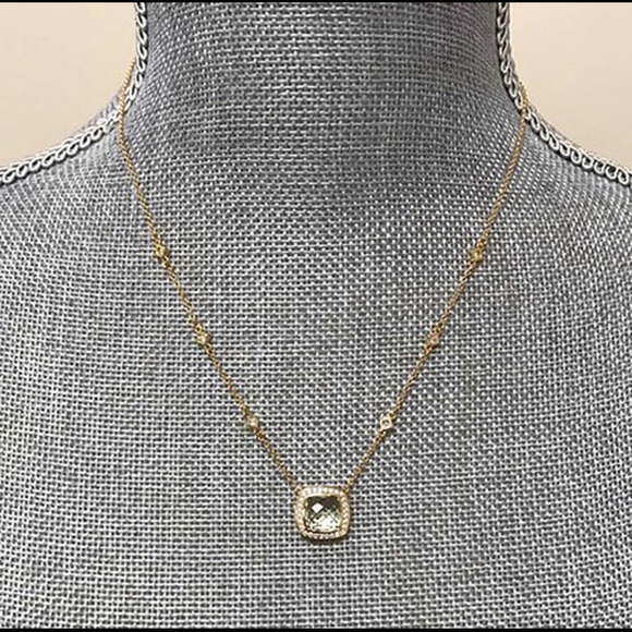 Lafonn Large Square Lemon Quartz Necklace,NWT-box